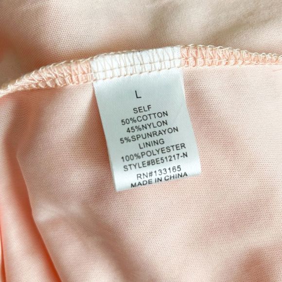 Francesca Light Peach Lace Floral V-neck Dress size L - Picture 7 of 7